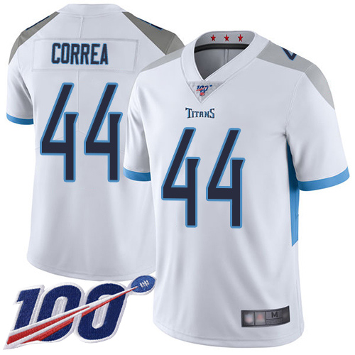 Tennessee Titans Limited White Men Kamalei Correa Road Jersey NFL Football #44 100th Season Vapor Untouchable